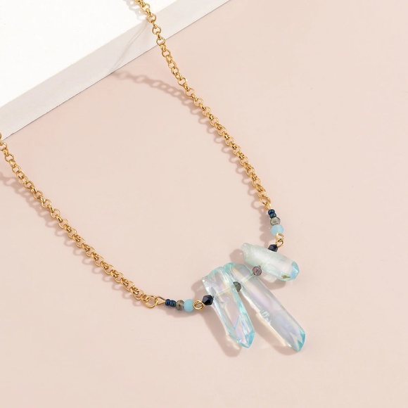 Belly Ring Waist Chain, Crystal and Acid Blue Waist Chain - Picture 3 of 6